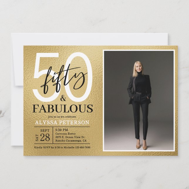 Invitation Fifty and Fabulous Script Photo 50th Birthday  Inv (Devant)