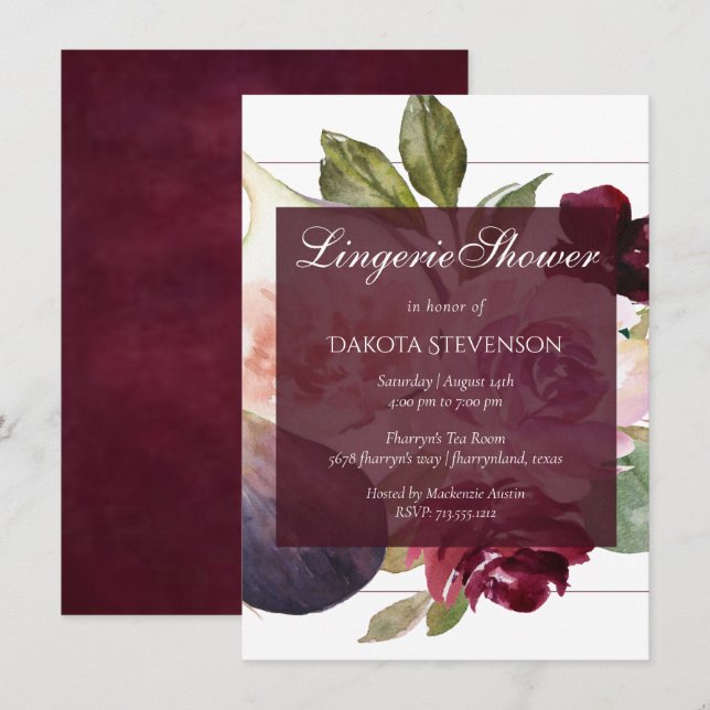 Invitation Figues florissantes | Rustic Fruit Moody Lingerie  (Devant / Derrière)