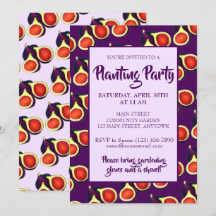 Invitation Figues violettes mûres Fig Tree Fruit Garden Party