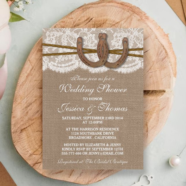 Invitation Fil à cheval rustique sur Burlap & Wedding shower  (Créateur téléchargé)