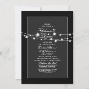 Invitation fil lumières moderne noir répétition dîner