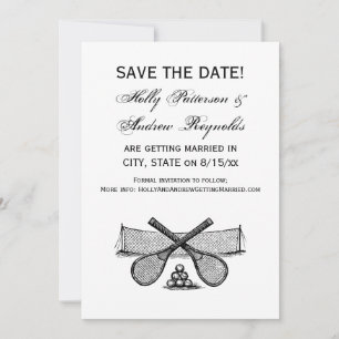 Invitation Filet de tennis vintage sportif, raquettes croisée