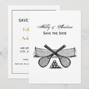 Invitation Filet de tennis vintage sportif, raquettes croisée