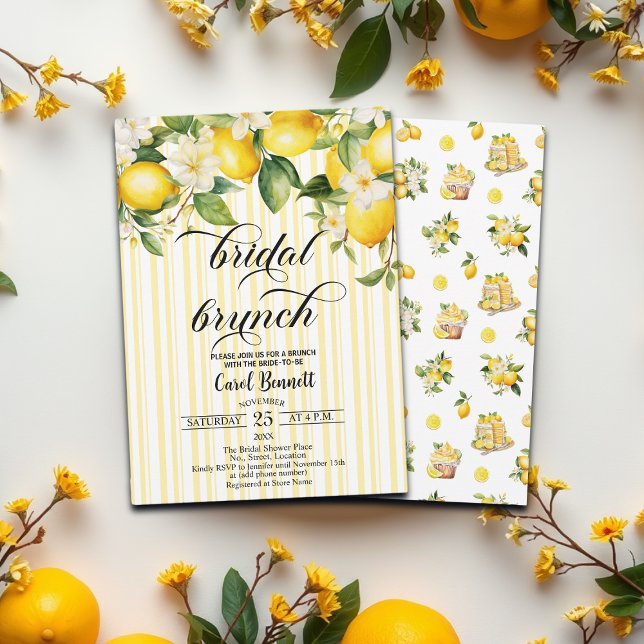 Invitation Filiale de citron Brunch nuptial méditerranéen d'é (Créateur téléchargé)