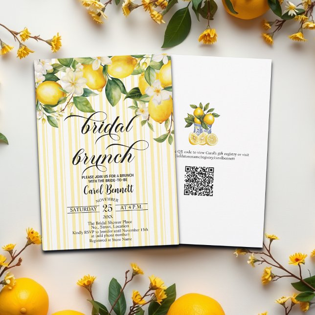 Invitation Filiale de citron Brunch nuptial méditerranéen d'é (Créateur téléchargé)