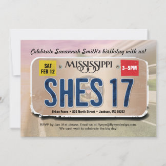 Invitation Fille 17e anniversaire Mississippi Licence Invitat