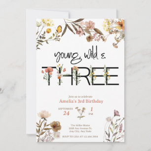 Invitation Fille 3e anniversaire   Flower Girl Birthday