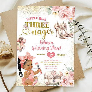 Invitation Fille africaine Little Miss Threenager Troisième A