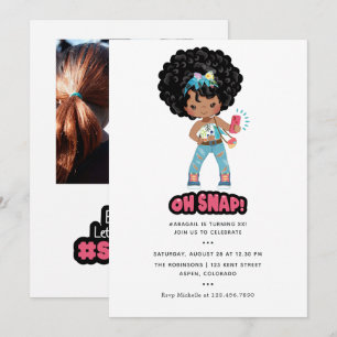 Invitation Fille afro-américaine selfie anniversaire cabine t