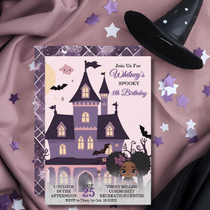 Invitation Fille Afro Puff Gothique Anniversaire Violet Migno