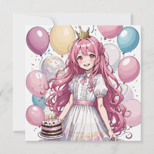 Invitation Fille Anime anniversaire A