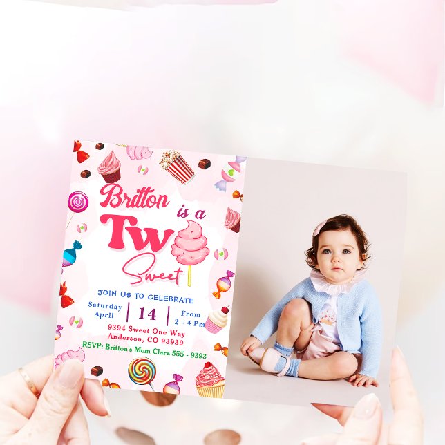 Invitation Fille Anniversaire Bonbon Deux Soirées Douces (Créateur téléchargé)