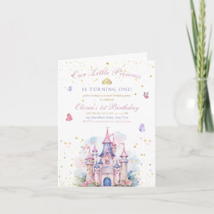 Invitation Fille Anniversaire Château Princesse, Princesse 1e