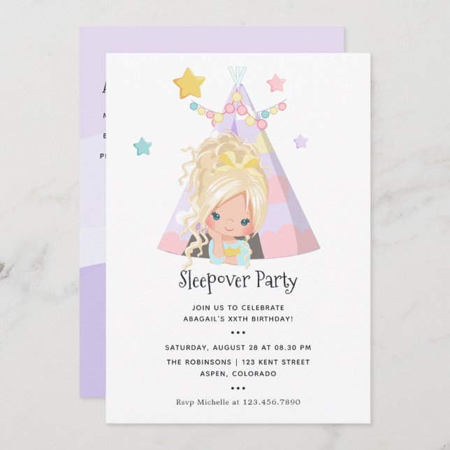 Invitation Fille Anniversaire Fête de bois (Devant / Derrière)