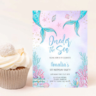 Invitation Fille anniversaire thème océan sirène sous la mer 