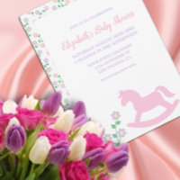 Fille au cheval à bascule rose Baby Shower