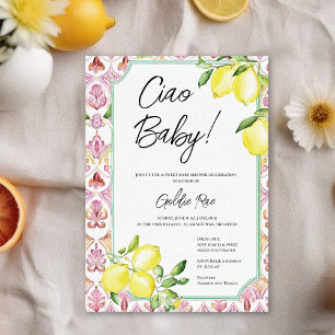 Invitation Fille au citron italien Baby Shower Rose
