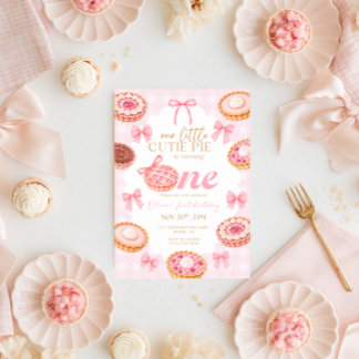 Invitation Fille au noeud rose Petit gâteau à la carreaux Ann