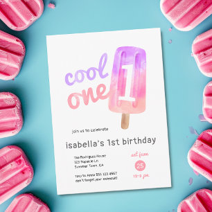 Invitation Fille au Popsicle Cool pour son 1er Anniversaire