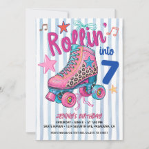Fille au roller rétro 7ème anniversaire Allons rou