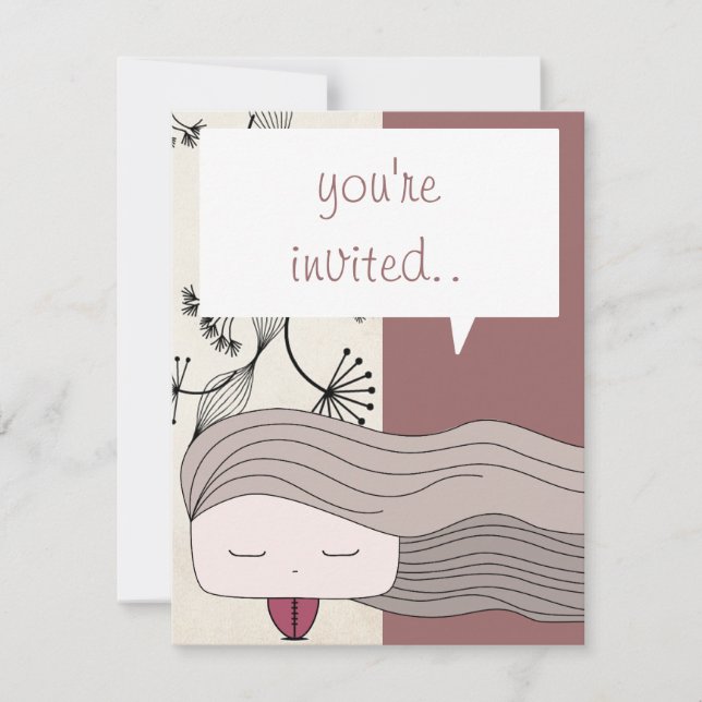 Invitation fille aux cheveux (Devant)