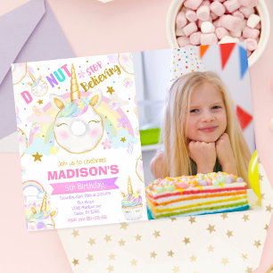 Invitation Fille aux Donuts Licorne Magique Joyeux Anniversai