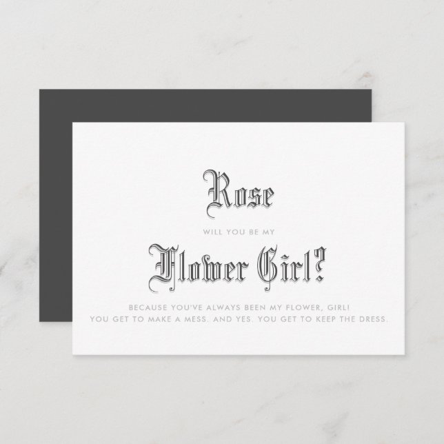 Invitation Fille aux Fleurs Blackletter (Devant / Derrière)