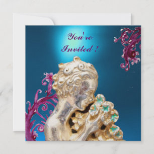 Invitation FILLE AUX FLEURS, Saphir Bleu