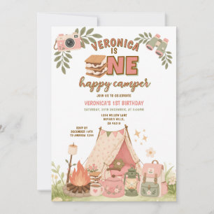 Invitation Fille aux s'mores roses Joyeux anniversaire Marshm
