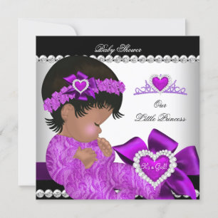 Invitation Fille Baby shower afro-américaine de princesse vio