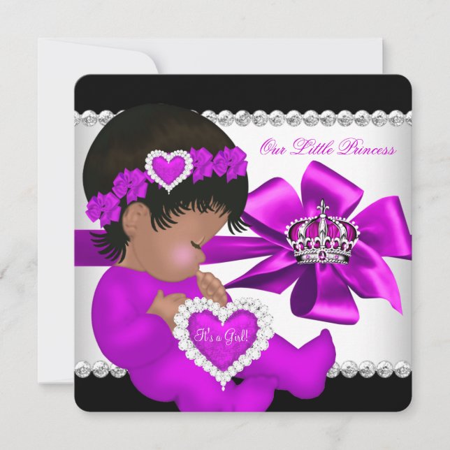 Invitation Fille Baby shower afro-américaine de princesse vio (Devant)