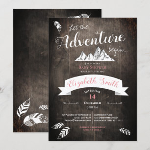 Invitation Fille Baby shower aventure rustique