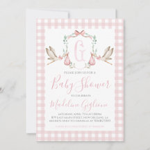 Fille Baby shower de cigogne Preppy En vichy rose
