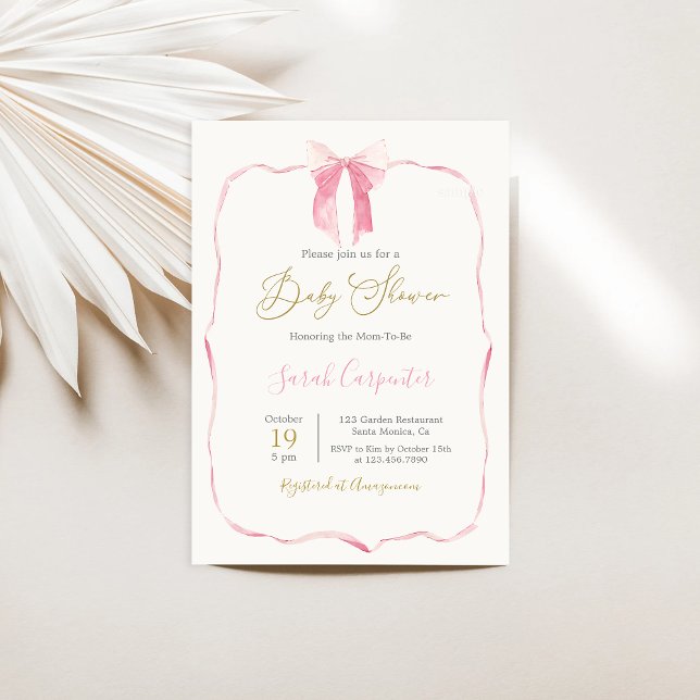 Invitation Fille Baby shower de la ceinture rose (Créateur téléchargé)