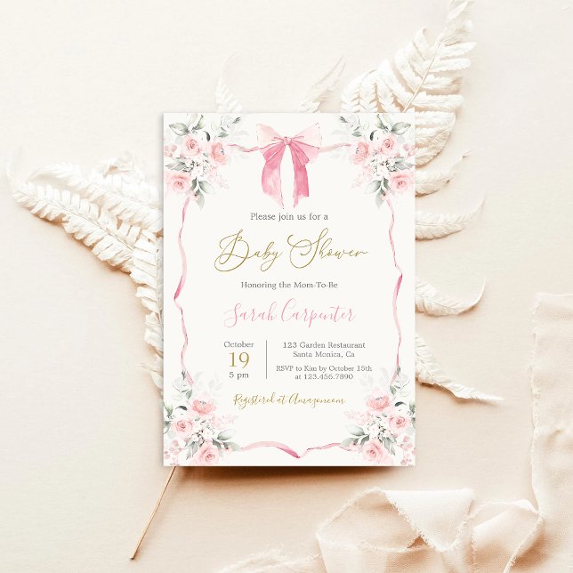 Invitation Fille Baby shower de la ceinture rose (Créateur téléchargé)
