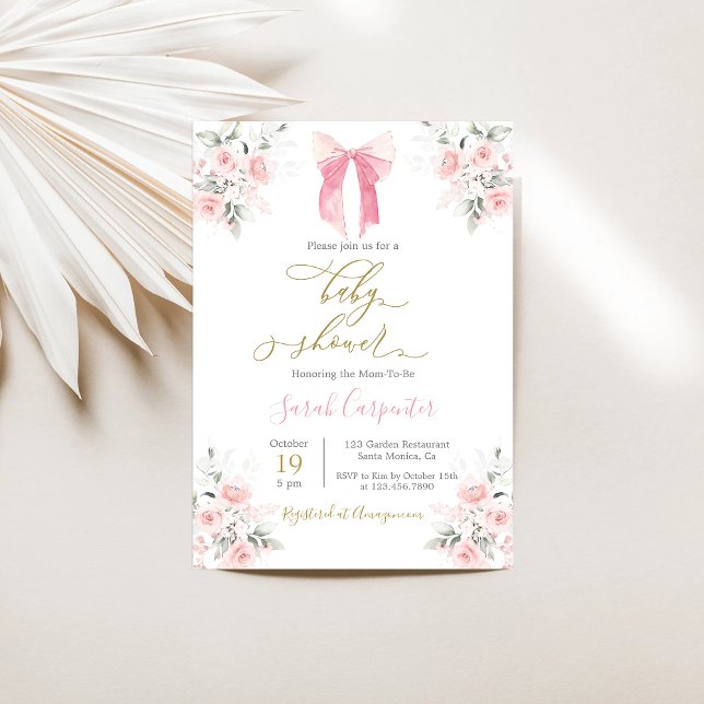 Invitation Fille Baby shower de la ceinture rose (Créateur téléchargé)