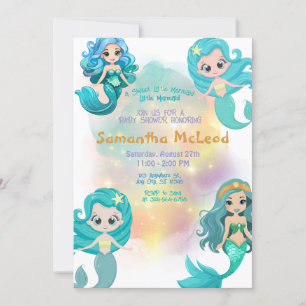 Invitation Fille Baby shower de sirène sous la mer