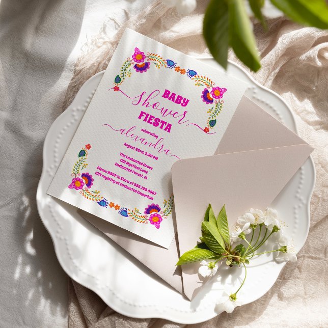 Invitation Fille Baby shower Floral Mexicaine Vibrant (Créateur téléchargé)