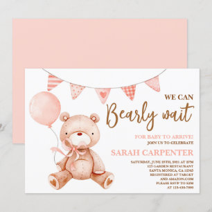 Invitation Fille Baby shower ours