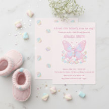 Fille Baby Shower Papillon Rose Fraise 