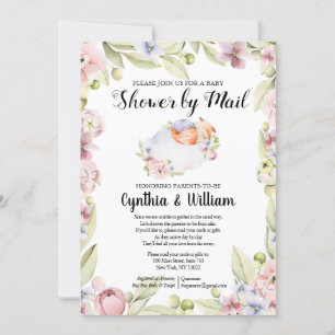 Invitation Fille Baby shower par courrier Élégant printemps