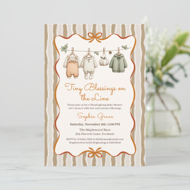 Invitation Fille Baby shower Thanksgiving | Cosy Cloche (Debout devant)