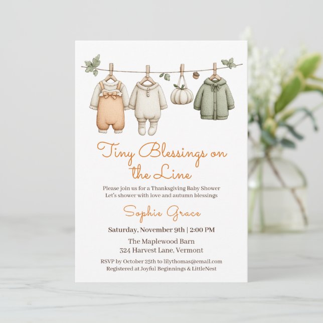 Invitation Fille Baby shower Thanksgiving | Cosy Cloche (Debout devant)