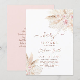 Invitation fille Baby shower tropical rose vif