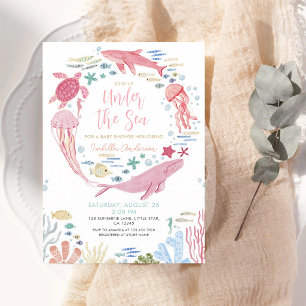 Invitation Fille Baleine Corail Sous La Mer Baby Shower