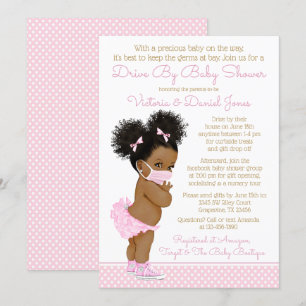Invitation Fille Bébé Cheveux Afro Avec Masque Pour Une Baby