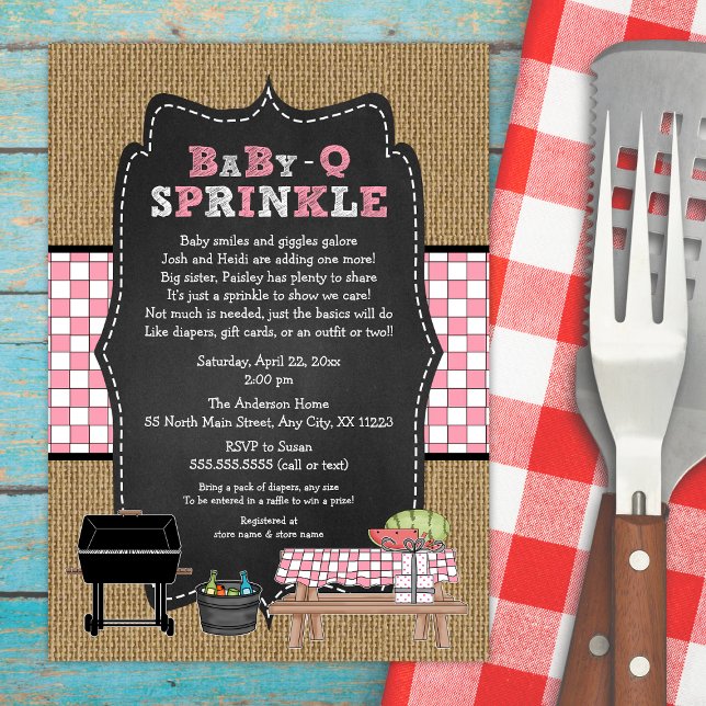Invitation Fille Bébé Q Sprinkel, Baby shower barbecue, BÉBÉ  (Créateur téléchargé)