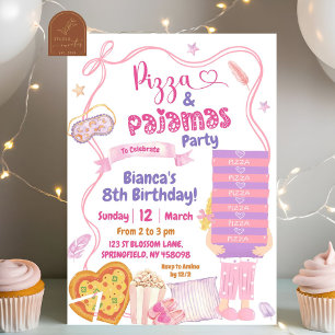 Invitation Fille Blonde avec un Ruban Rose Fête d'anniversair