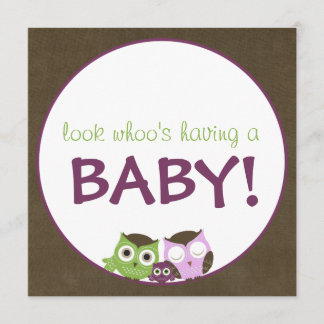 Invitation Fille >> brun, vert et pourpre du baby shower | de