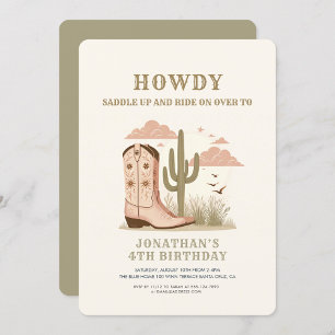 Invitation Fille Cactus Occidentale Sauvage Anniversaire